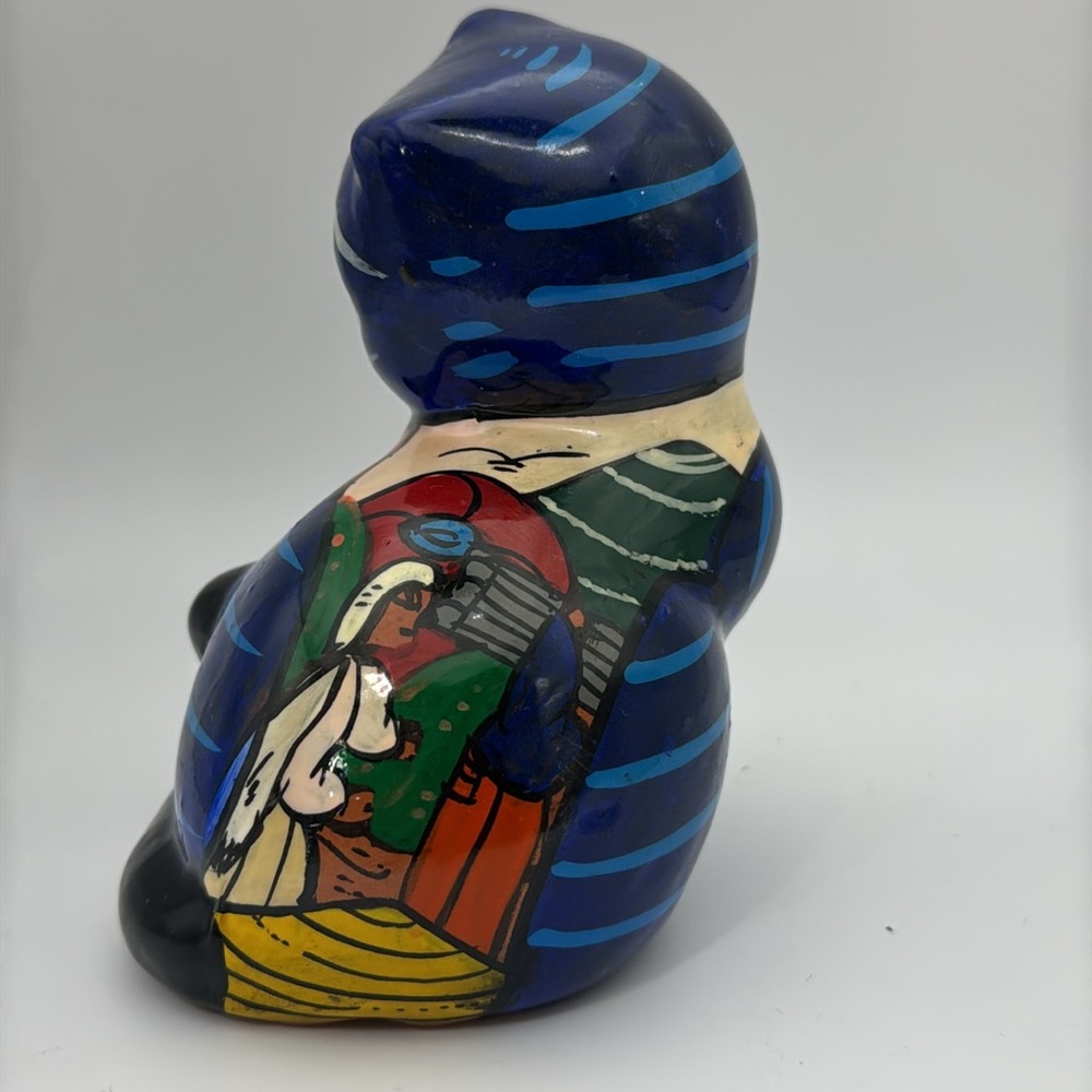 Talavera Redware Cat Hand Painted Pottery Folk Art Figurine 4” Vibrant Colors - Picture 2 of 5